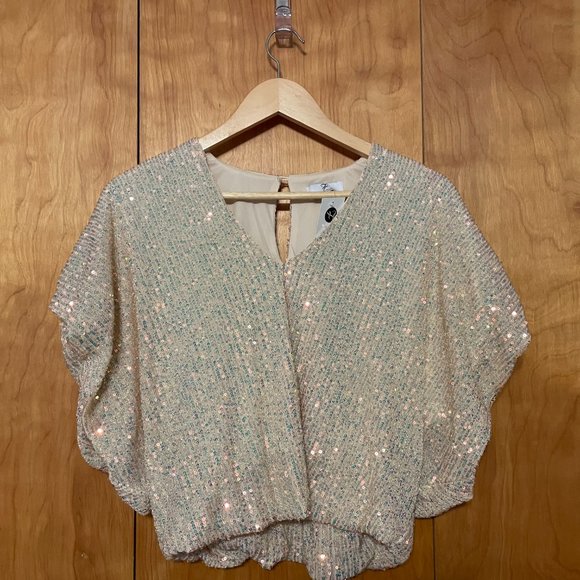 Ferne Cream Sequin Blouse Small NWT - Perfect for NYE! - Picture 4 of 7